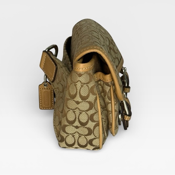 Coach Vintage Signature Jacquard Belt Bag Crossbody Tan Leather Y2K - Picture 4 of 10